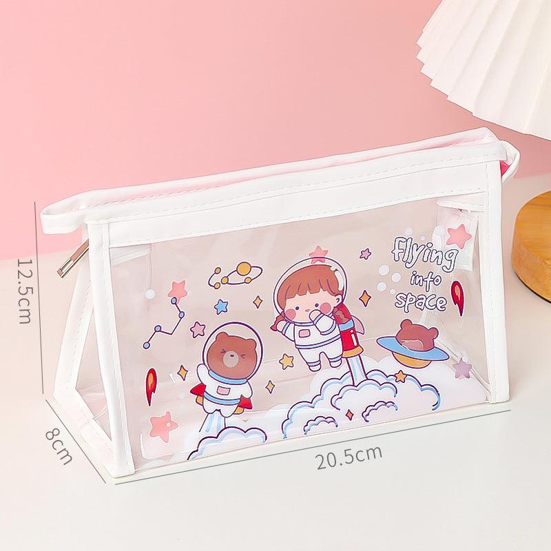 Storage Bag Cosmetics Pen Pencil Transparent Large Capacity Japanese Triangle Creative Stationery Office Student Multifunctional Youth Durable Portable NP-020038 - CHL-STORE 