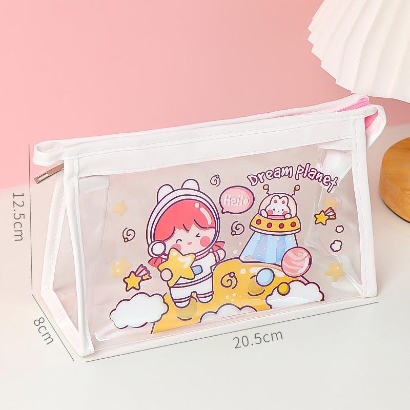 Storage Bag Cosmetics Pen Pencil Transparent Large Capacity Japanese Triangle Creative Stationery Office Student Multifunctional Youth Durable Portable NP-020038 - CHL-STORE 