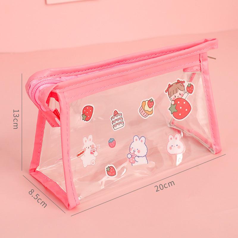 Storage Bag Cosmetics Pen Pencil Transparent Large Capacity Japanese Triangle Creative Stationery Office Student Multifunctional Youth Durable Portable NP-020038 - CHL-STORE 