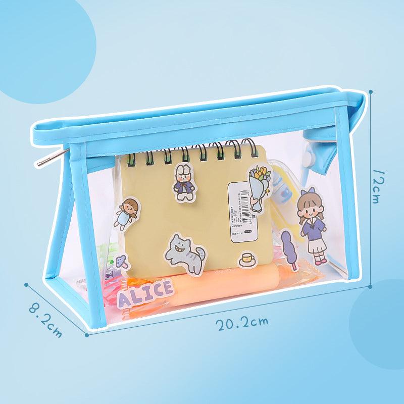 Storage Bag Cosmetics Pen Pencil Transparent Large Capacity Japanese Triangle Creative Stationery Office Student Multifunctional Youth Durable Portable NP-020038 - CHL-STORE 