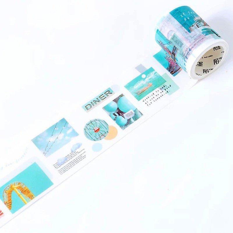 Strangerland Travel Four Treasures Series Travel Photos Text Travel Log Style Blue Line Washi Tape Paper Tape NP-H7TGI-012 - CHL-STORE 