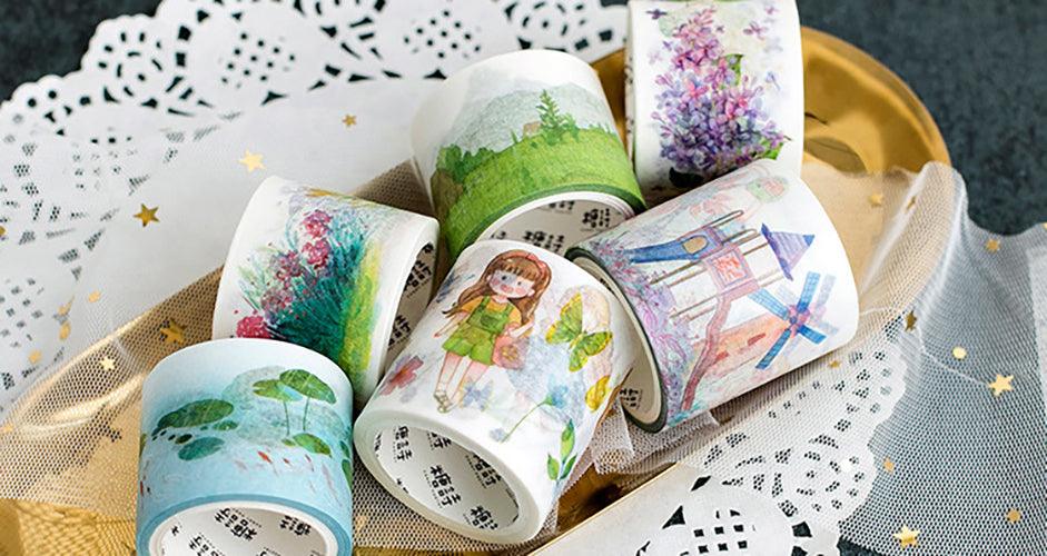 Sugar poem and paper tape, pastoral girl series, hand-painted, watercolor wide-format paper tape NP-000068 - CHL-STORE 