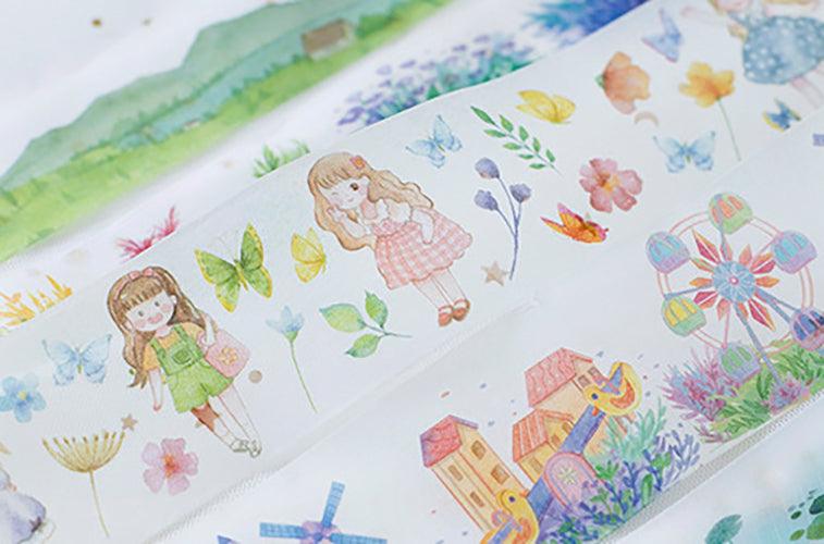 Sugar poem and paper tape, pastoral girl series, hand-painted, watercolor wide-format paper tape NP-000068 - CHL-STORE 