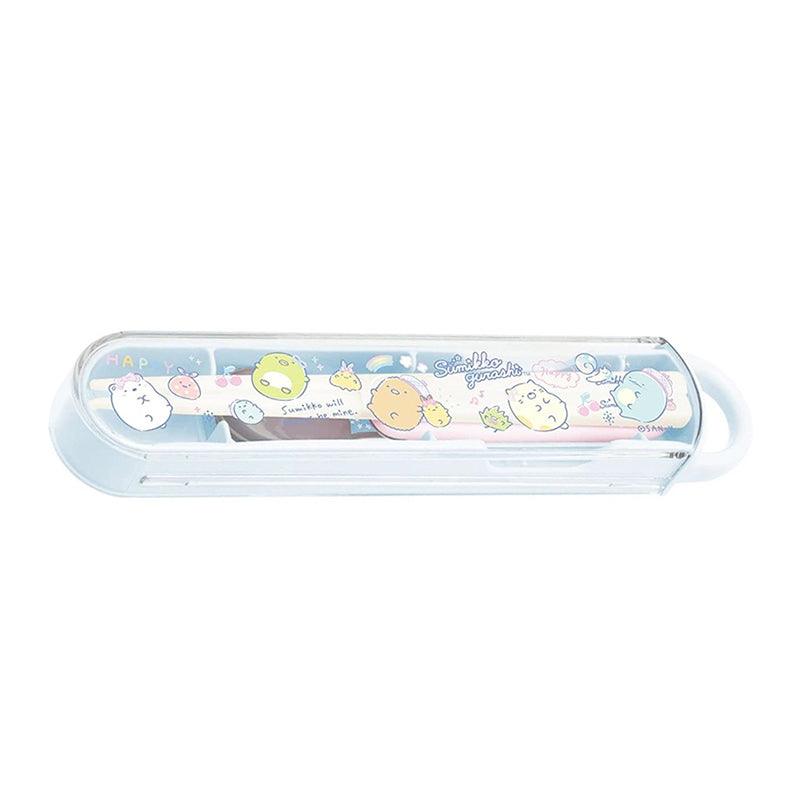 Sumikko Gurashi Rilakkuma Lazy Bear Lazy Girl Coffee Dessert Storage Box Environmentally Friendly Tableware Tableware Storage Chopsticks Spoon Lunch Box Set made in Japan Purple Blue Beige Blue - CHL-STORE 