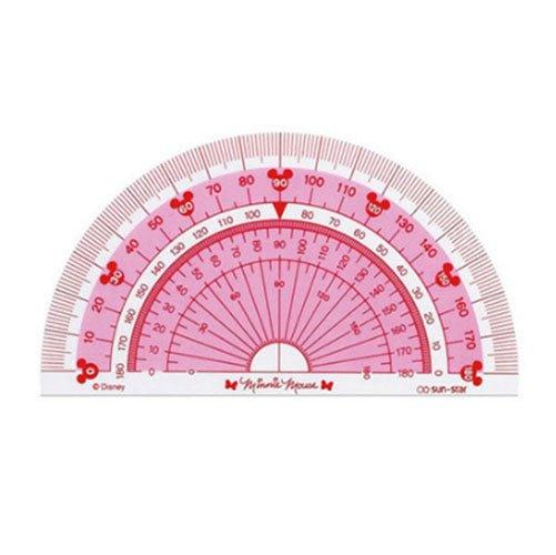 Sun-star S400 Disney Series 15CM Ruler Protractor Triangle Board Math Acrylic Transparent Pink - CHL-STORE 