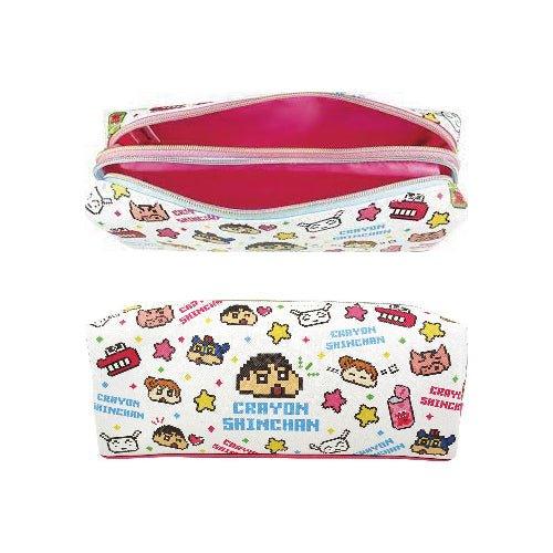 T'S FACTORY KS-552381 Crayon Shinchan Pattern 2+1 Soft Leather Double Layer Good Storage Dot Matrix Retro Pencil Case - CHL-STORE 