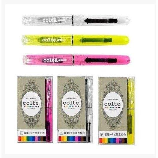 Tianma COLTE MLT-MPF European Standard Short Pen + Cartridge Ink 10 Colors F-tip Pen Ink Absorber Set - CHL-STORE 