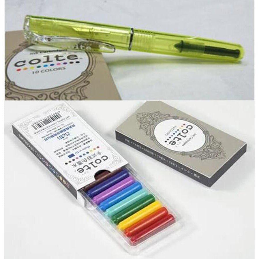 Tianma COLTE MLT-MPF European Standard Short Pen + Cartridge Ink 10 Colors F-tip Pen Ink Absorber Set - CHL-STORE 