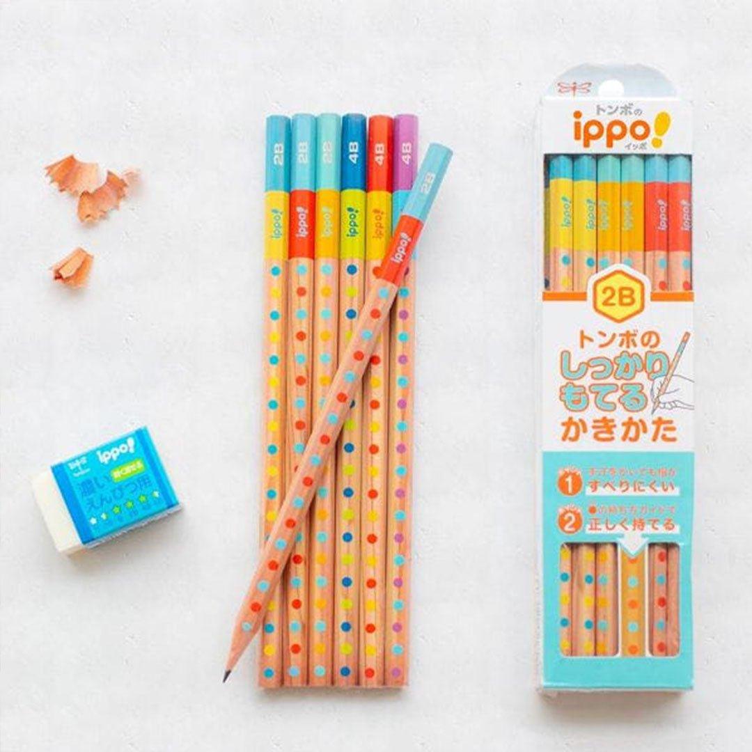 TOMBOW ippo children's learning non-slip hexagonal shaft hexagonal pencil hexagonal shaft pencil 2B 4B 2pcs - CHL-STORE 