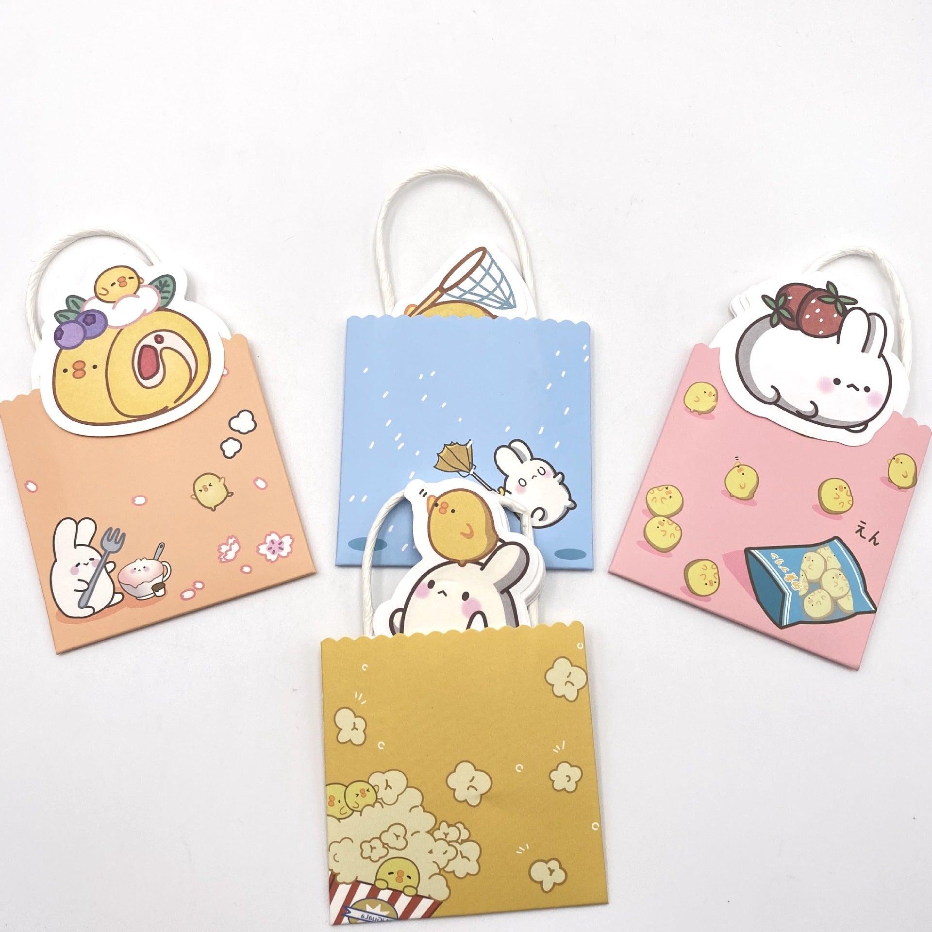 Treein Art Little White Rabbit Little Yellow Duck Gift Bag Hand Account Decoration Note Paper MEMO Paper Memo Paper Random Shipping - CHL-STORE 