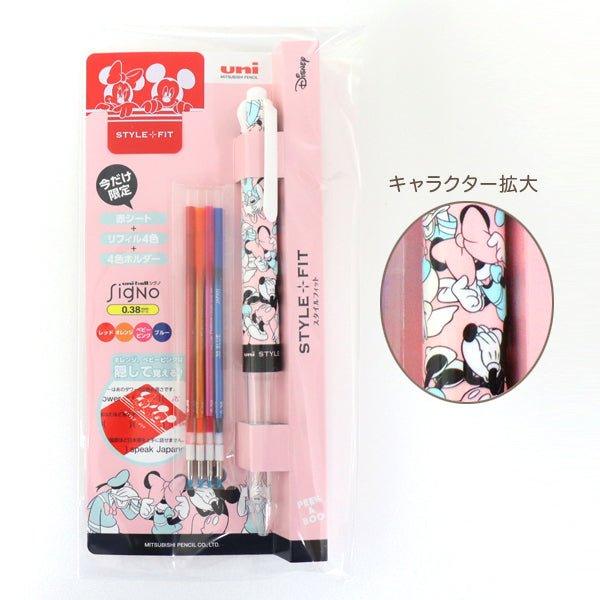 UNI UE3H258DSA Disney Limited Style Fit Happy Pen Tube Winnie the Pooh Mickey and Minnie 0.38mm 3-in 4-in refill combination - CHL-STORE 