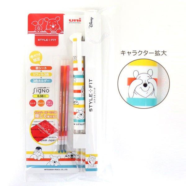 UNI UE3H258DSA Disney Limited Style Fit Happy Pen Tube Winnie the Pooh Mickey and Minnie 0.38mm 3-in 4-in refill combination - CHL-STORE 