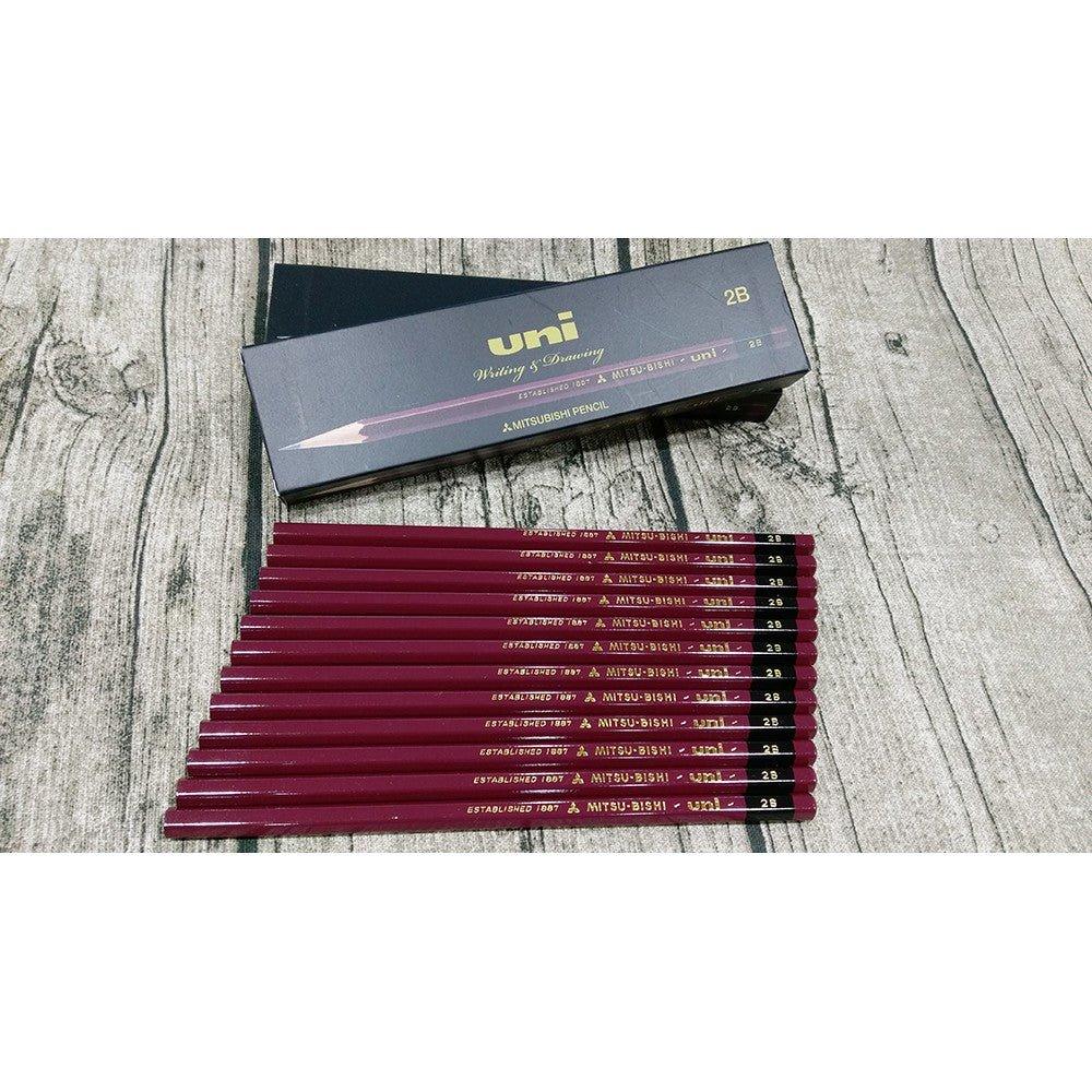 Uni UK(N) Pencil Set 12pcs 2B pencil wooden pencil UKN2B sketch pencil - CHL-STORE 