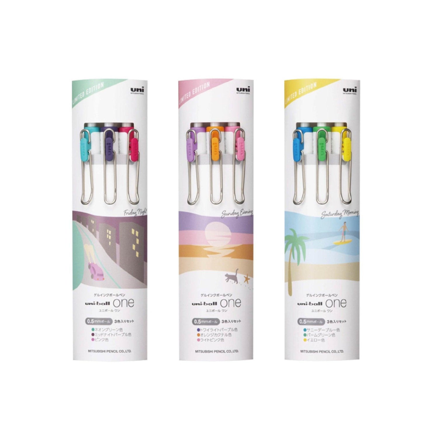 UNI uniball-one City Pop series limited color 0.38mm 0.5mm white shaft gel pen 3 color set - CHL-STORE 