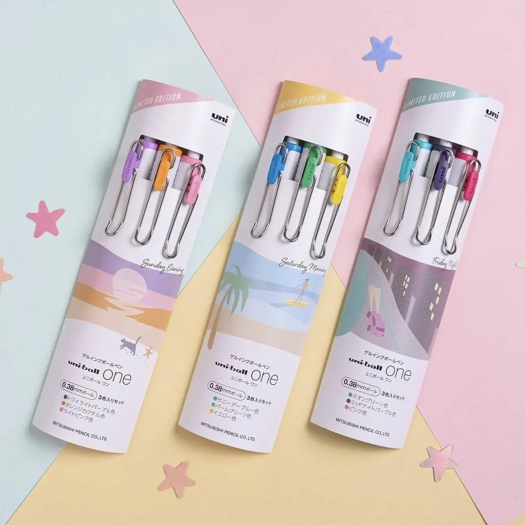 UNI uniball-one City Pop series limited color 0.38mm 0.5mm white shaft gel pen 3 color set - CHL-STORE 