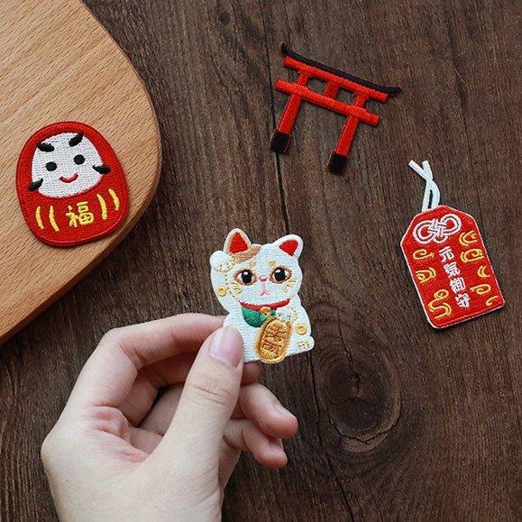 Yoshino Shrine Series Blessing Embroidery Sticker Omamori Embroidery Sticker Japanese Style Embroidery Sticker Embroidery Sticker Lucky Cat Daruma Torii Gate Omamori NP-H7TAY-934 - CHL-STORE 
