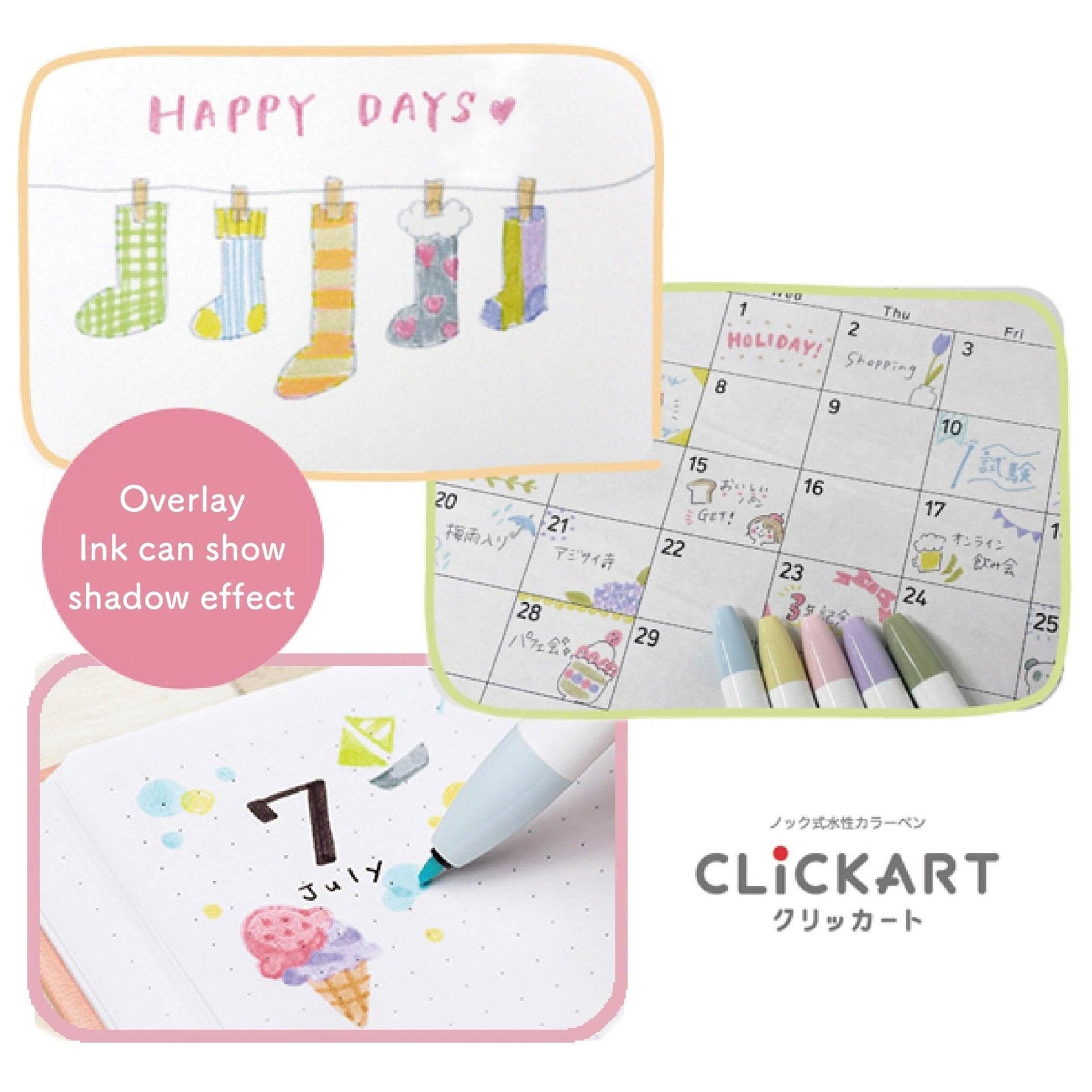 ZEBRA CLICKART Gentle light color WYSS22 0.6mm water-based pen single 12 color set - CHL-STORE 