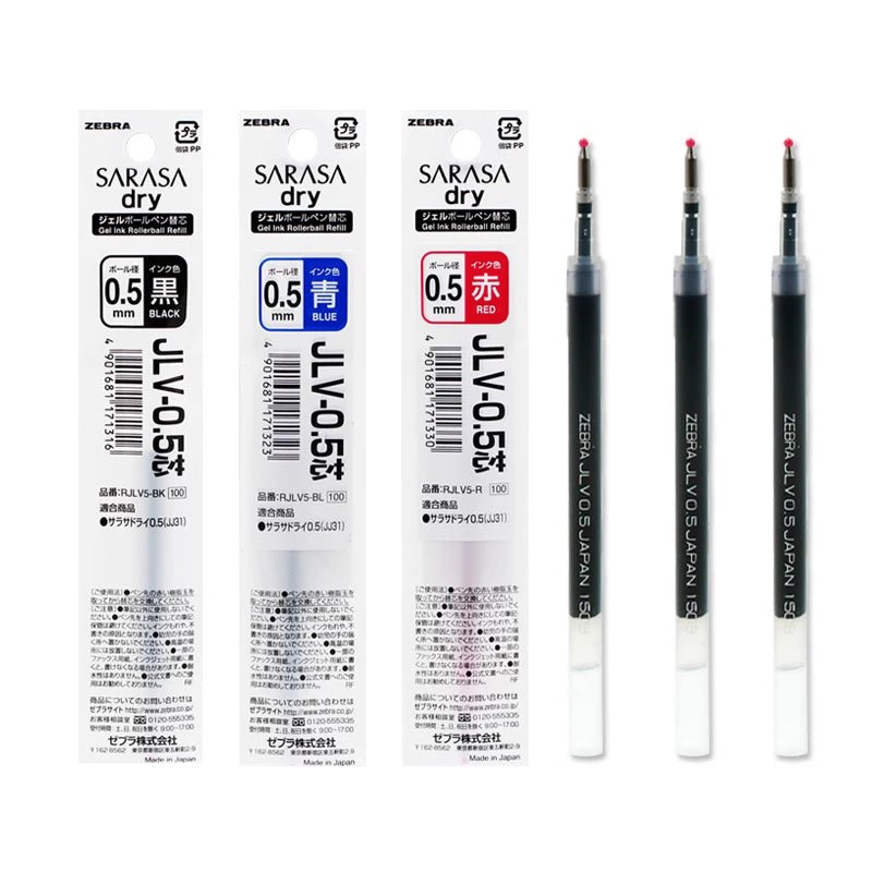 ZEBRA RJLV4 RJLV5 0.4 0.5mm SARASA JJS31 Ultra-fast Drying Water-based Pen Refill - CHL-STORE 
