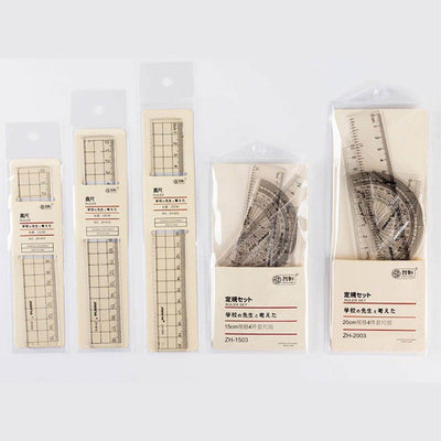 Zhiheng Simple and unprinted straight ruler Transparent ruler 15CM ruler 18CM ruler 20CM ruler 20CM set - CHL-STORE 