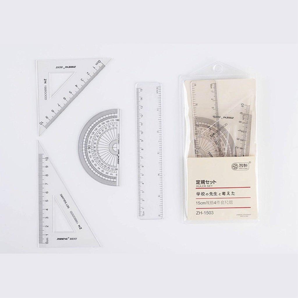 Zhiheng Simple and unprinted straight ruler Transparent ruler 15CM ruler 18CM ruler 20CM ruler 20CM set - CHL-STORE 