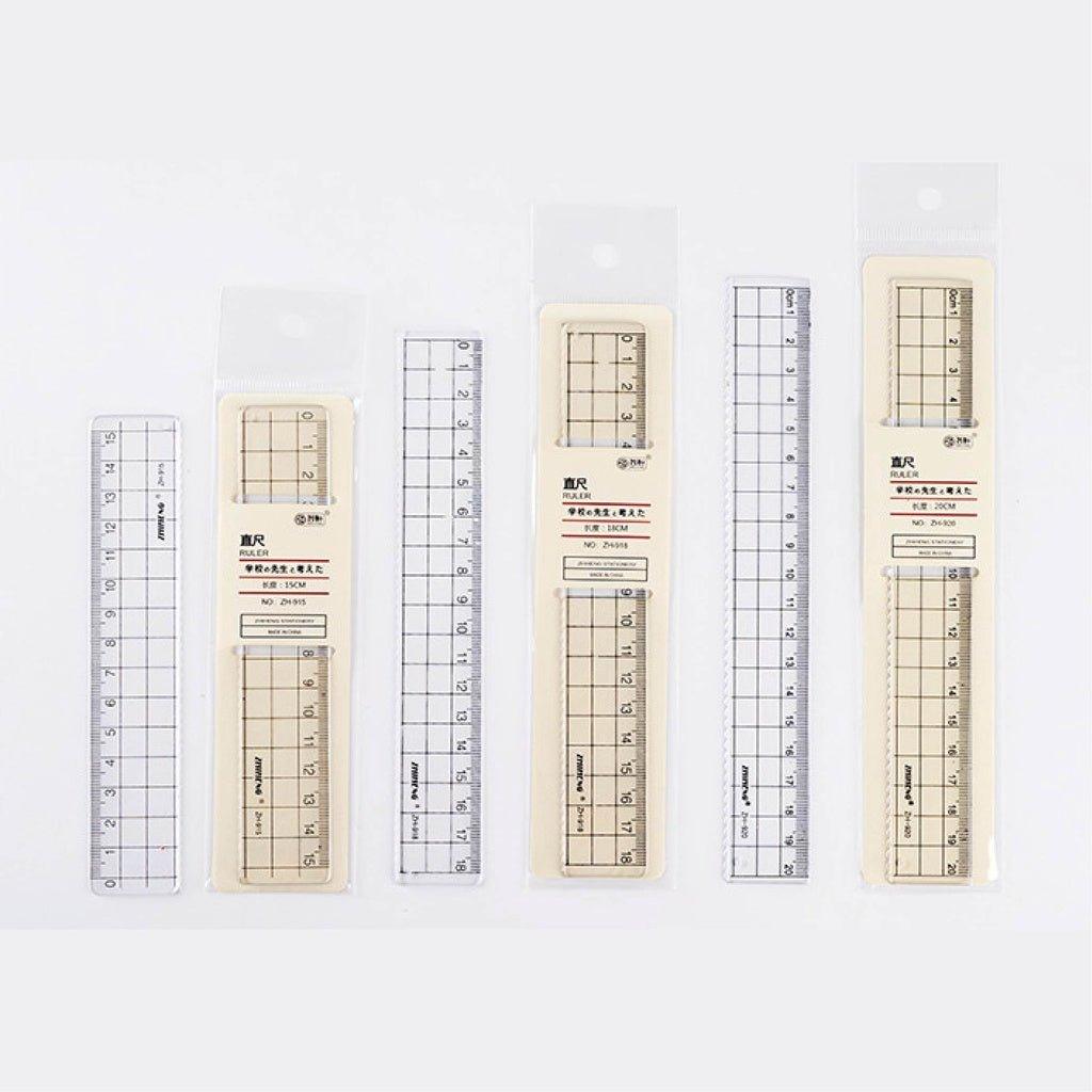 Zhiheng Simple and unprinted straight ruler Transparent ruler 15CM ruler 18CM ruler 20CM ruler 20CM set - CHL-STORE 