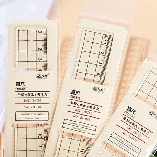 Zhiheng Simple and unprinted straight ruler Transparent ruler 15CM ruler 18CM ruler 20CM ruler 20CM set - CHL-STORE 
